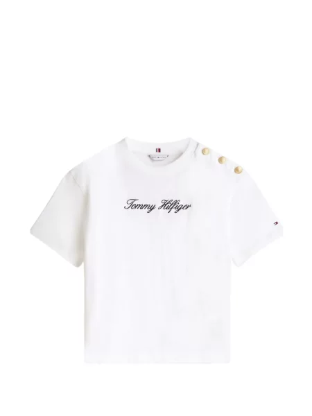 Тениска Tommy Hilfiger с автограф бяло