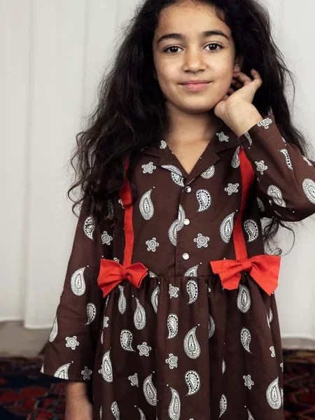 Mini Rodini Dětské šaty Paisley hnědé