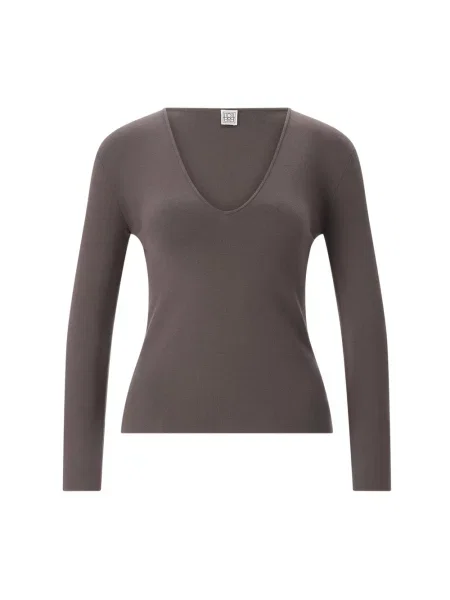 Dzianinowy sweter Toteme brązowy
