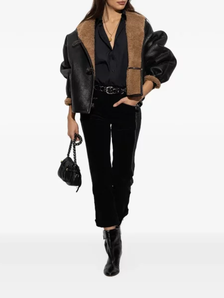 Pantaloni Isabel Marant de catifea cord negru