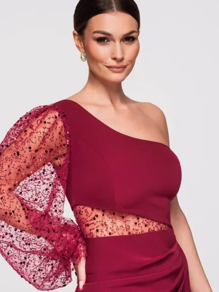 Ombre Společenské šaty burgundská červeň