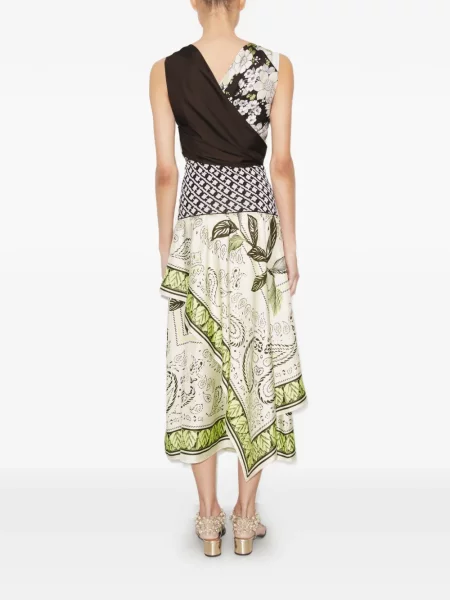 Fustă Tory Burch de mătase plic verde