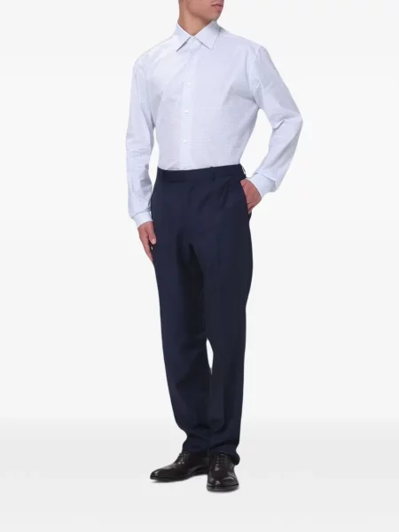 Kockás puplin ing Zegna fehér