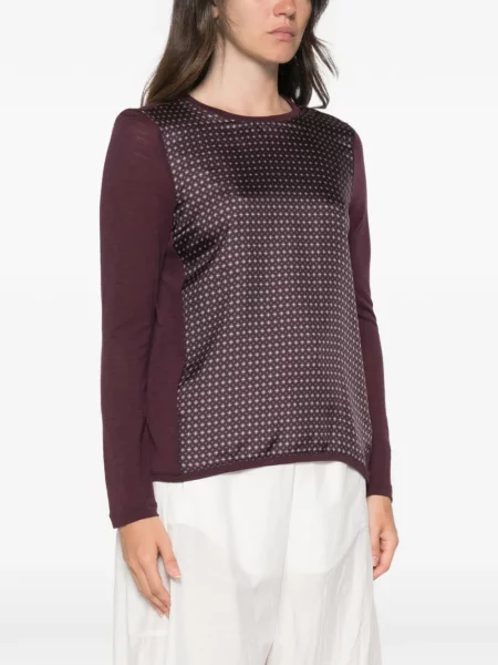 Lung tricou Why Ci cu imagine cu imprimeu geometric violet