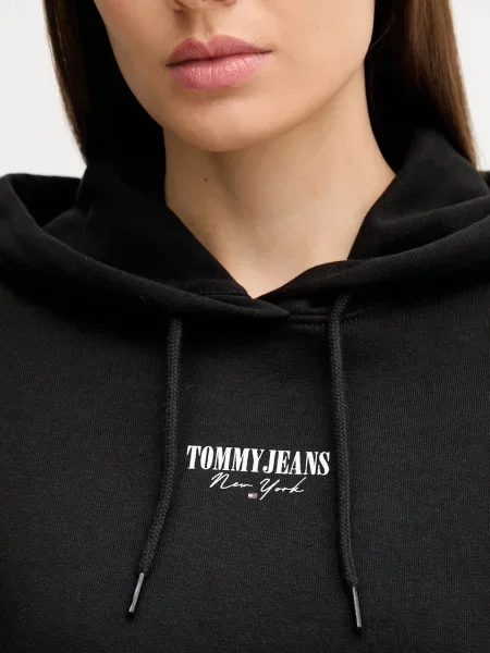 Tommy Jeans bluza z kapturem z nadrukiem czarny