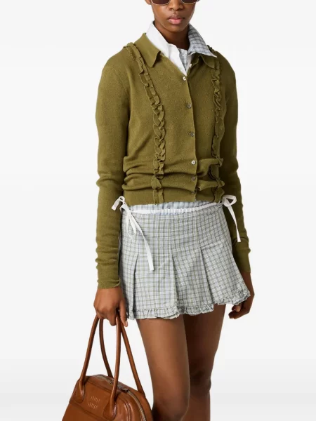 Cardigan Miu Miu de mătase verde