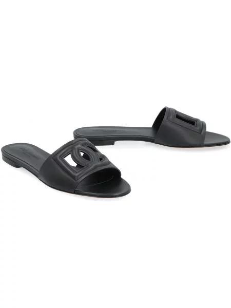 Lniane sandały Dolce&gabbana czarne