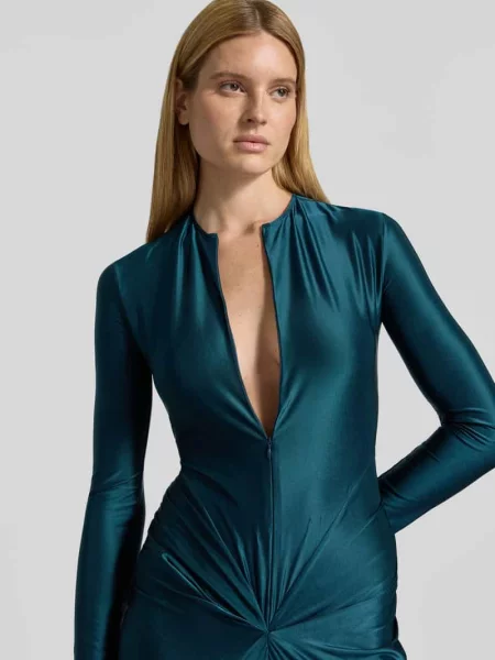 Długa sukienka o kroju slim fit z mieszanki Victoria Beckham granatowa