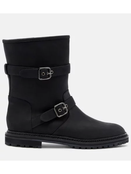 Botine Manolo Blahnik din piele biker negru