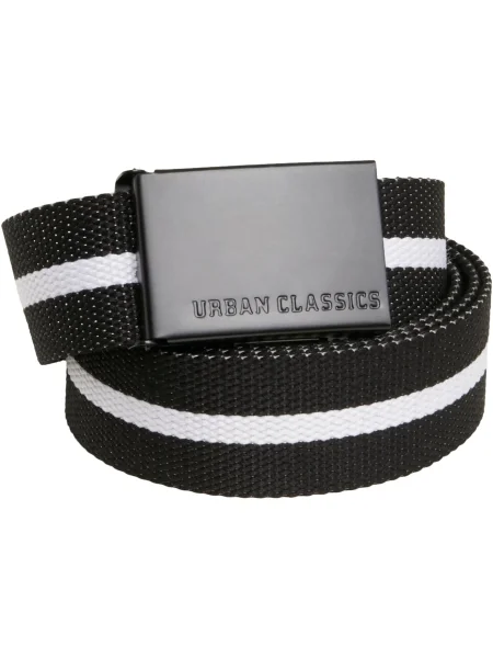 Curea Urban Classics cu dungi din canvas alb