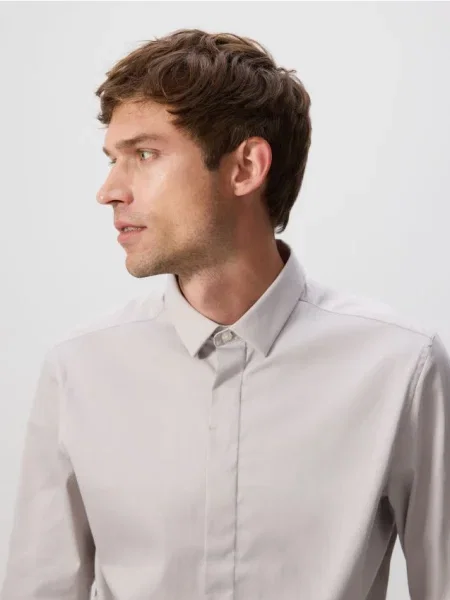 Reserved Cămașă super slim fit uni bej