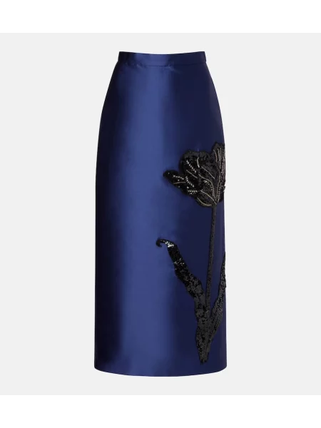 Fustă tip creion Erdem din țesătură twill albastru