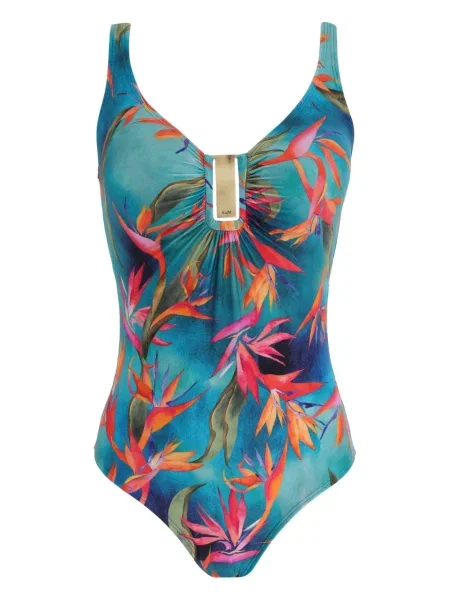 Strój kąpielowy Lygia & Nanny z nadrukiem w tropikalny nadruk niebieski