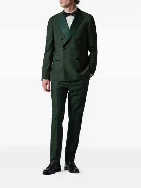 Pantaloni Paul Smith din satin cu dungi verde