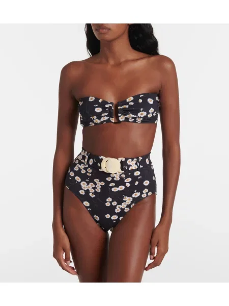 Bikini Eres cu talie înaltă cu model floral negru