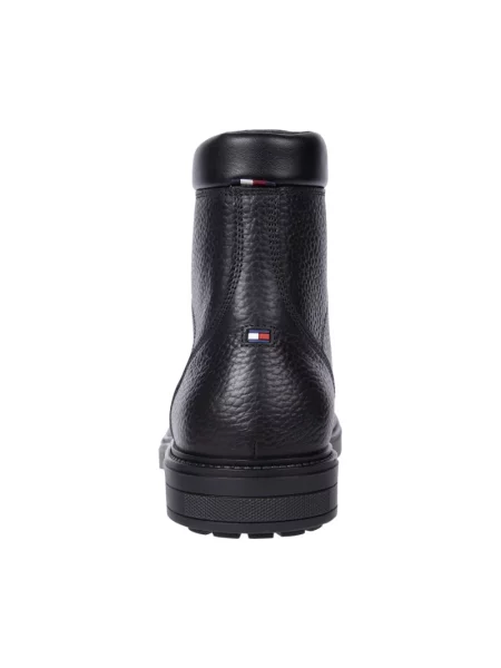 Buty skórzane z detalami z logo Tommy Hilfiger czarne