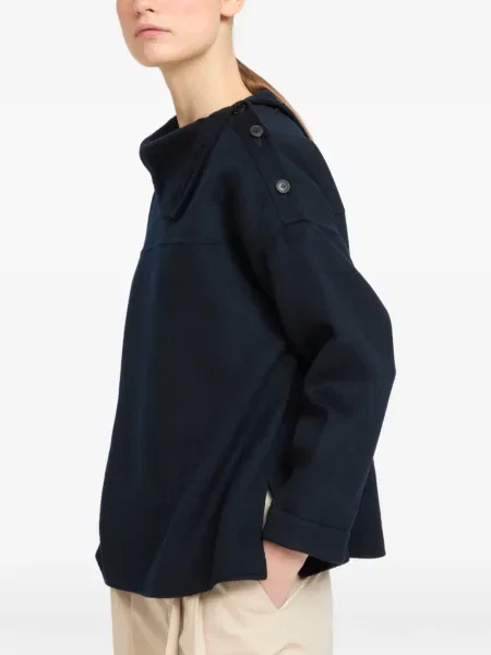 Reversibil pulover Yves Salomon asimetric albastru