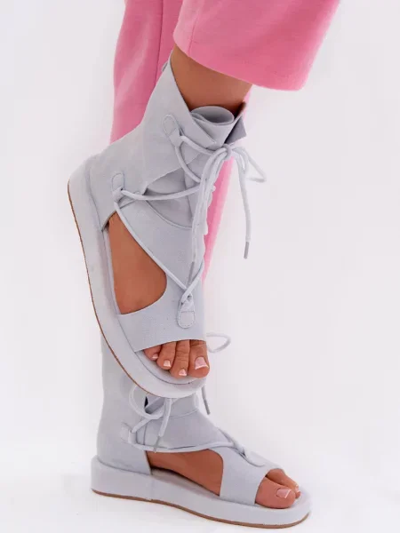 Sandale Boto cu șireturi din piele alb