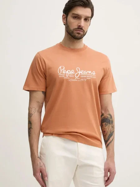 Тениска Pepe Jeans DUMAS TEE с принт оранжево