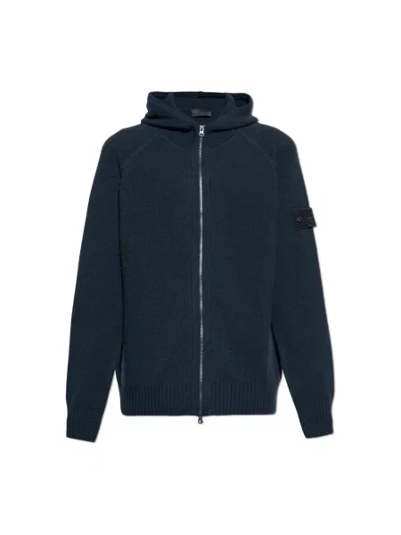 Sweter Stone Island z kapturem z kamieniami niebieski