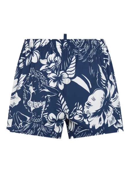 Slip de baie Dsquared2 cu model floral cu imagine albastru