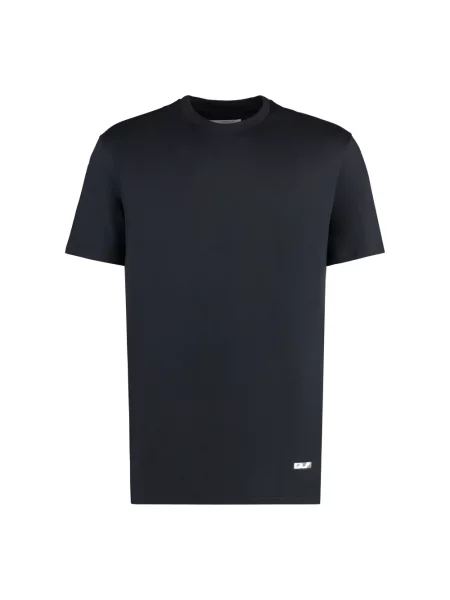 Koszulka Jil Sander z okrągłym dekoltem z logo niebieska