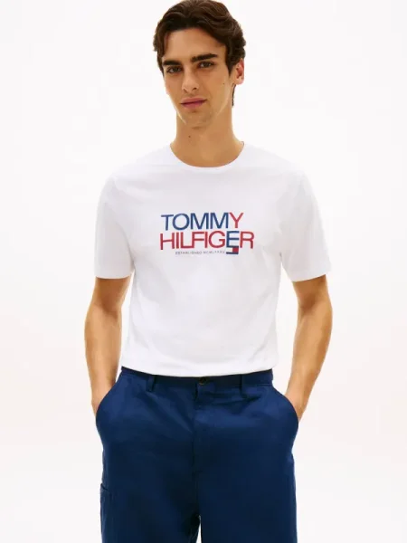 TOMMY HILFIGER Tricou bleumarin / roșu alb