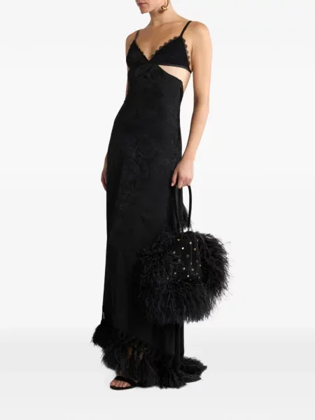 Rochie Etro cu pene cu model paisley din jacard negru