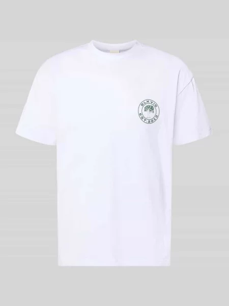 T-shirt z logo i okrągłym dekoltem Blkvis biała