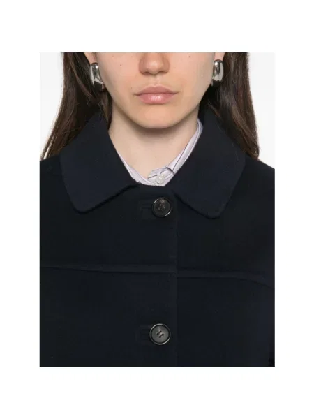 Lniana kurtka Max Mara niebieska