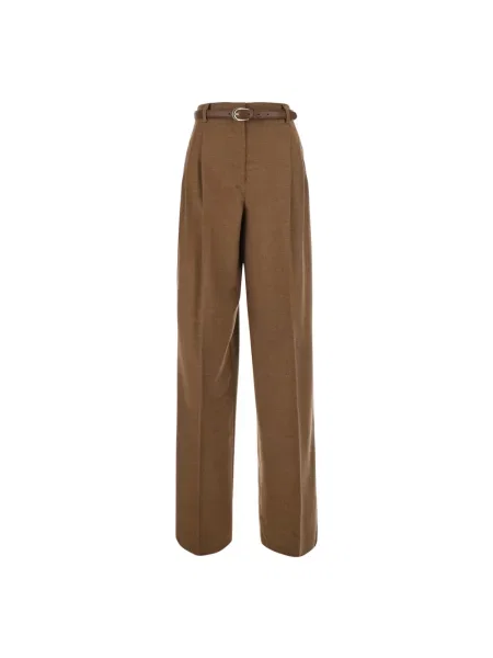 Spodnie Max Mara Studio wełniane brązowe