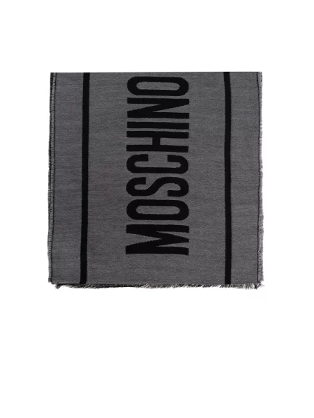 Szal Moschino z logo szara