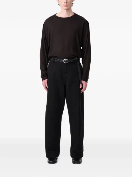 Lung tricou Studio Nicholson din jerseu maro
