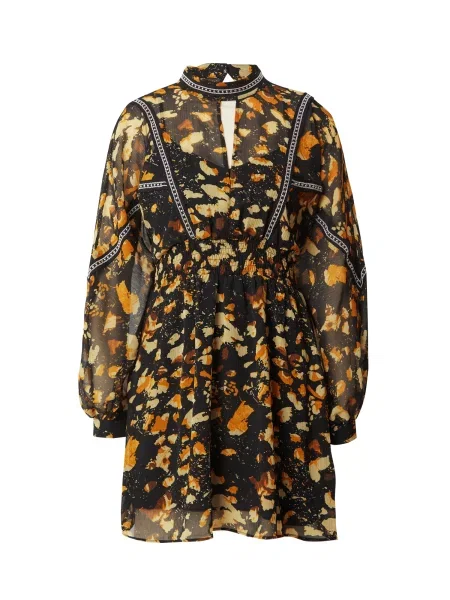 TOPSHOP Haljina smeđa / pastelno žuta crna