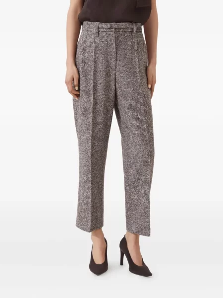 Pantaloni Brunello Cucinelli din tweed maro