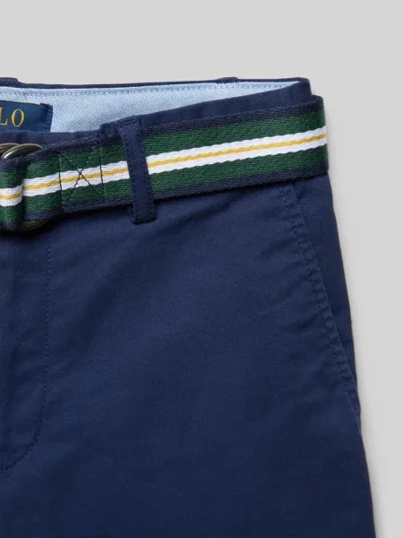Bermudy z bawełnianej mieszanki w kroju regular fit model BEDFORD' Polo Ralph Lauren Teens granatowe