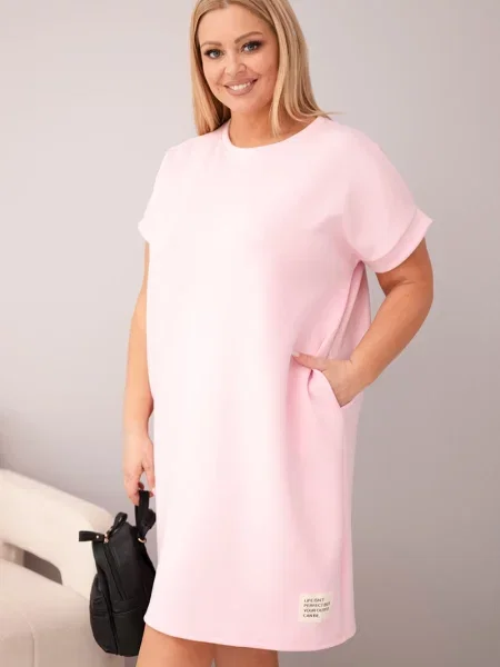 Rochie mini Kesi Włoski cu mâneci scurte roz