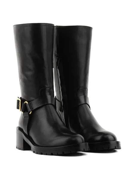 Botine Paul Warmer din piele cu cataramă cu bretele negru