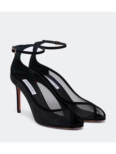 Sandale Aquazzura din piele de căprioară slingback negru