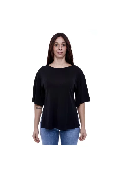 Kołnierzykowy koszulka Alpha Studio z dżerseju czarna