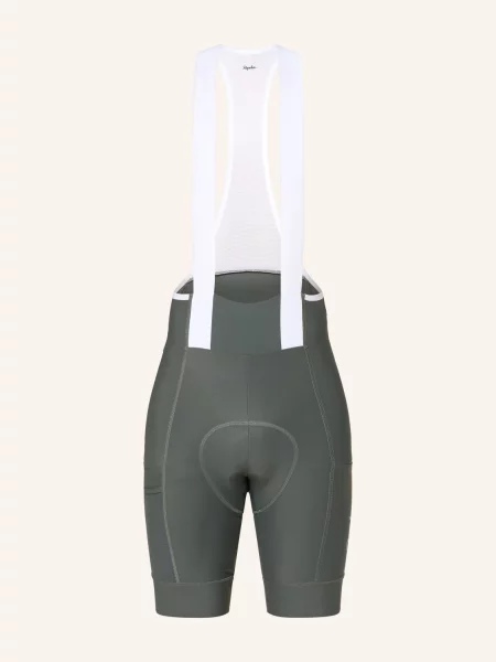 Rapha Cyklistické Kalhoty Brevet Element Cargo Bib S Ramínky A Polstrovaným Sedlem tmavě zelená bílá