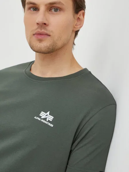 T-shirt z nadrukiem z logo model ‘Basic T’ Alpha Industries zielona