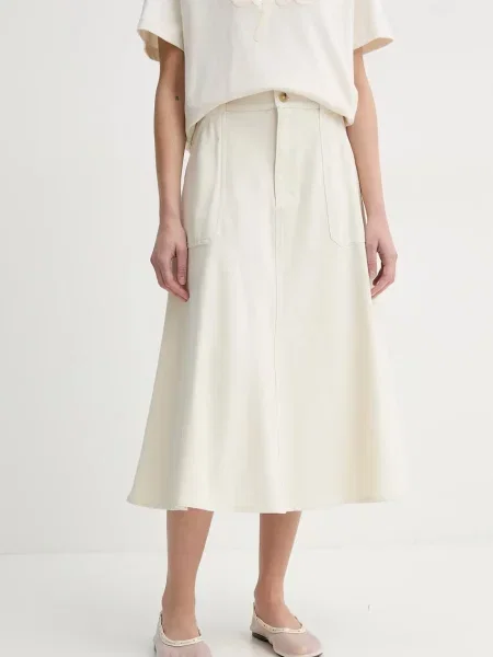 A.P.C. fustă din jupe laurie midi evazati bej