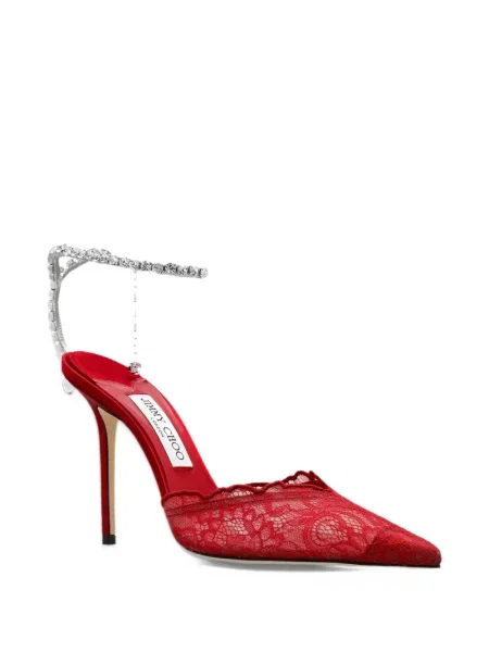 Salonke Jimmy Choo s čipkom crvena