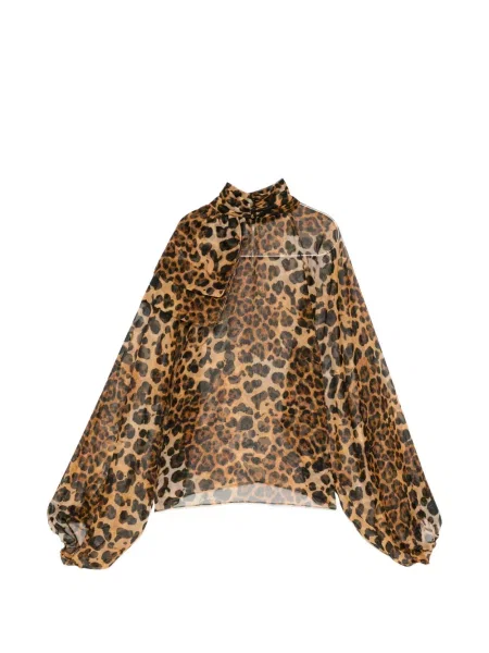Bluză Pamella Roland cu imagine cu model leopard maro