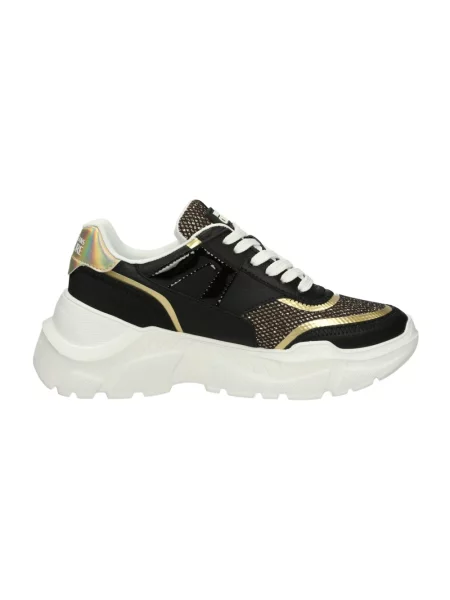 Versace Jeans Couture Buty Kobieta 39 EU Skórzane i brokatowe niskie trampki czarny