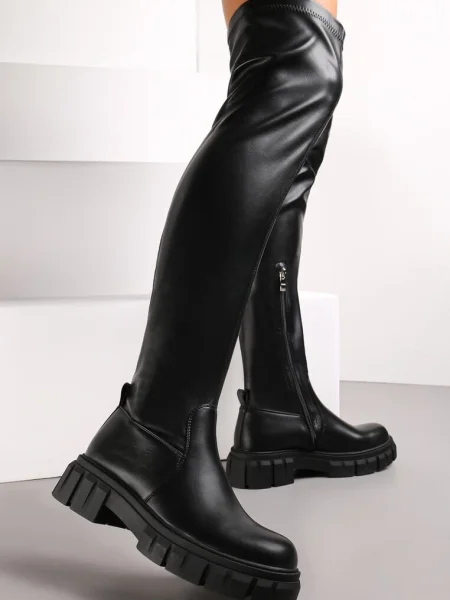 Cizme peste genunchi cu protector Tulliara negre