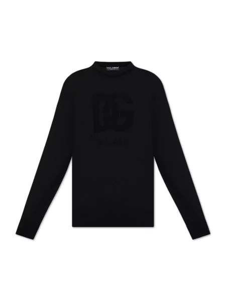 Sweter Dolce And Gabbana wełniany z logo czarny