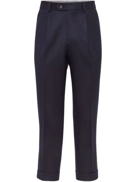Pantaloni Brunello Cucinelli conici albastru