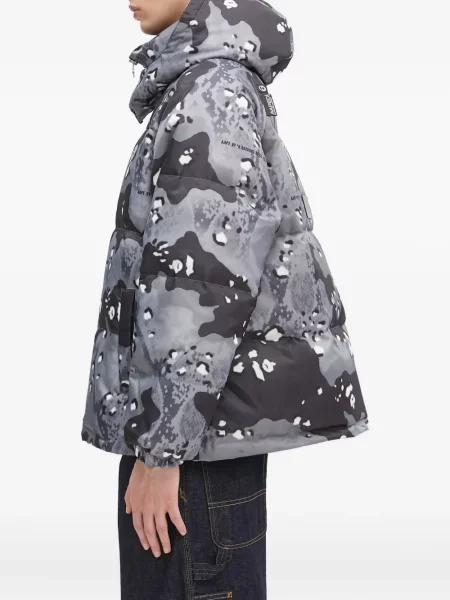 Geacă Aape By A Bathing Ape cu glugă cu imagine cu model camuflaj gri
